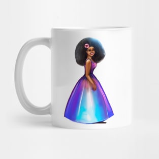 Princess in blue  ! beautiful  black girl with Afro hair, brown eyes and dark brown skin. Black princess Mug